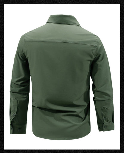 Men Outdoor Elastic Quick Drying Ventilation Cargo Shirts Spring Male Long Sleeves Thin Breathable Comfortable Waterproof Shirts