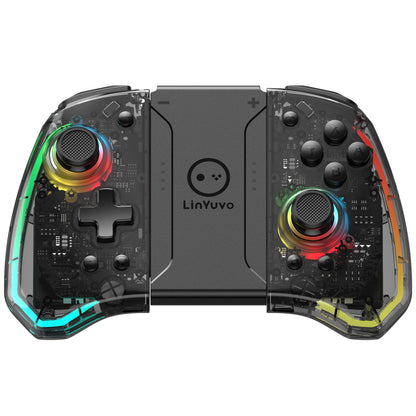 LinYuvo KS40 Transparent Wireless Gamepad for Switch/OLED with 8 Color LED,Turbo Function.Controller Joystick for Switch Lite