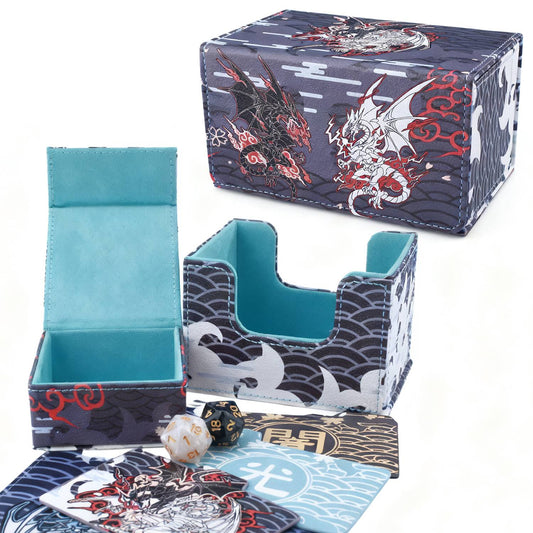 Diviner Dragons Chi Deck Box Dicewinder for YGO,Fits 100 Double-Sleeved Cards,Dice Tray Card Storage Box for TCG MTGames PTCG