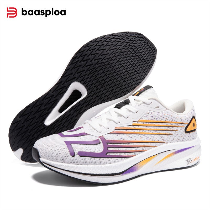 Baasploa Men Jogging Sports Shoes Carbon Plate Professional Cushioning Sneakers Male Outdoor Breathable Non Slip Running Shoes