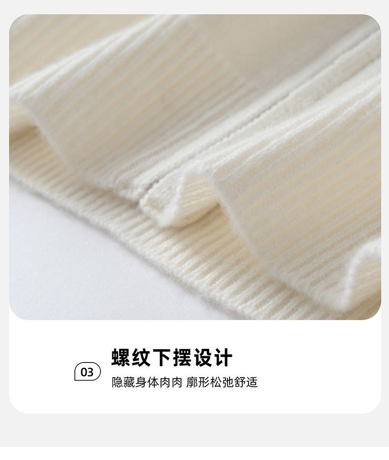 500g 100% Pure Cashmere Sweater Men's Seven-Needle Double-Ply Thickened Half-Turtle Neck Zipper Cardigan Loose Knitted Sweater
