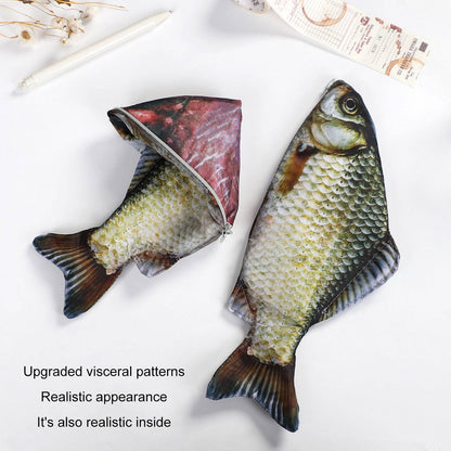 1pc Creative and Quirky Gift Simulated Fish Pen Bag Simulated Crucian Carp Stationery Bag