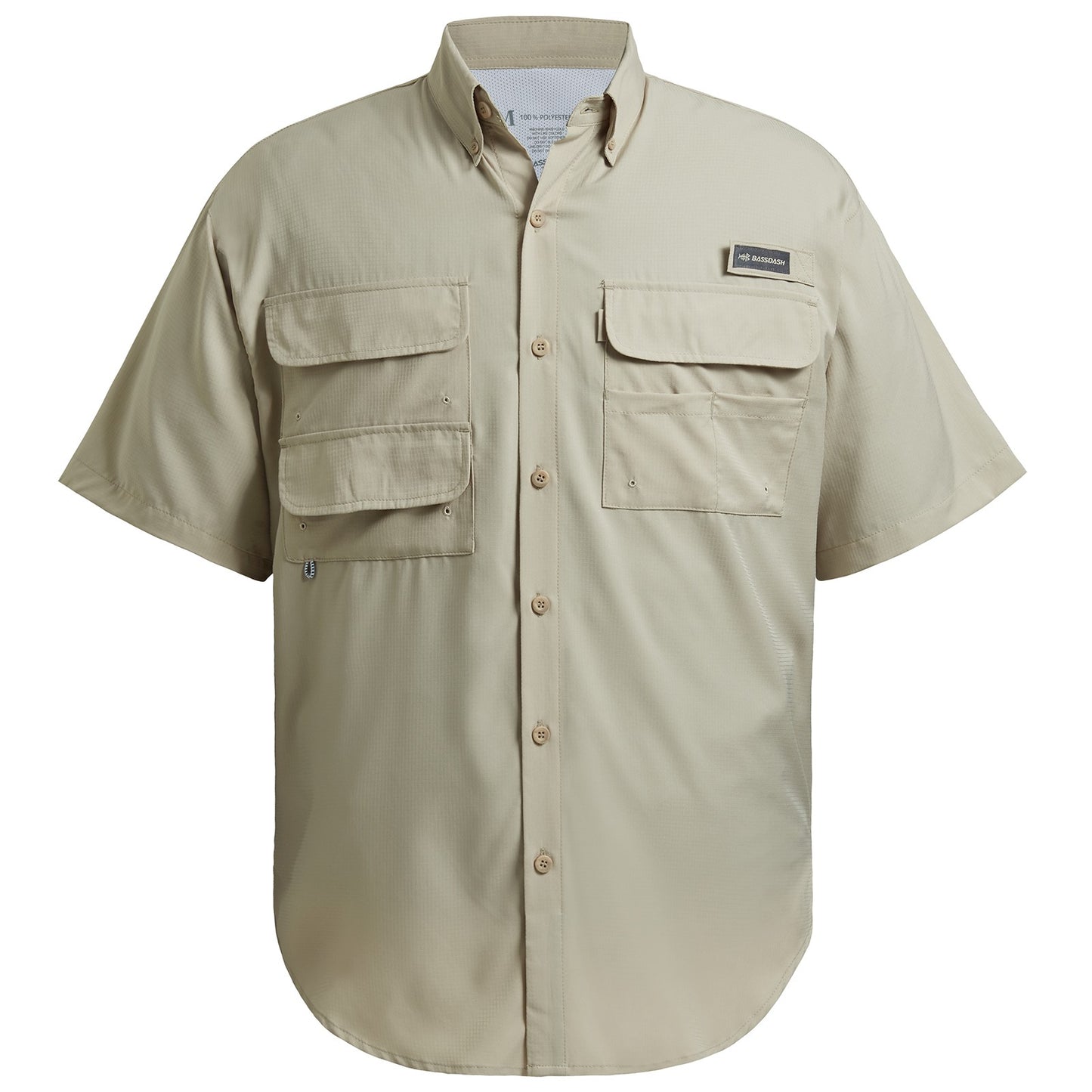 Camisa Social Masculina Pesca Bassdash UPF 50 Botão Manga Curta Tecido Exterior
