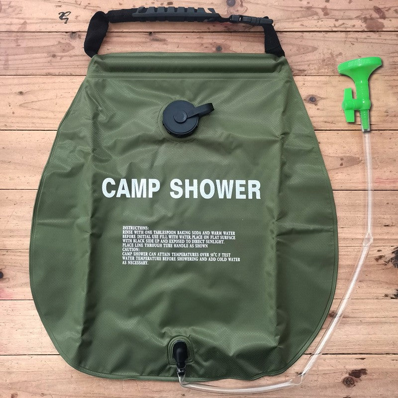 20L Solar Shower Bag,5 Gallon Military Green Camping Shower, Portable Outdoor Washing Bag for Hiking/Beach/Travel