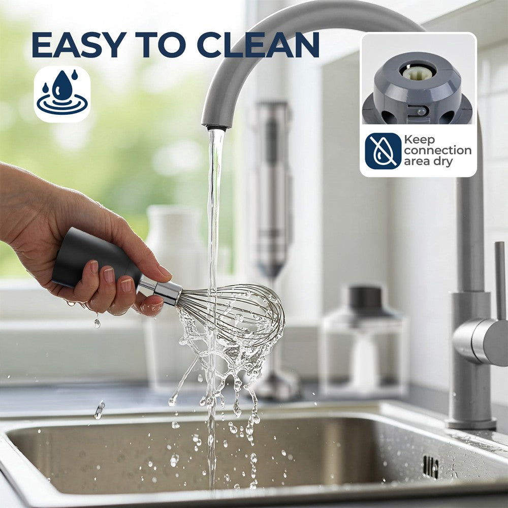 Liquidificador de Imersão Manual 4 em 1 ROUNY 1000W Potente, Mixer de Alimentos em Aço Inox, Copo Medidor de 700ml, Processador de 500ml, Batedor de Claras