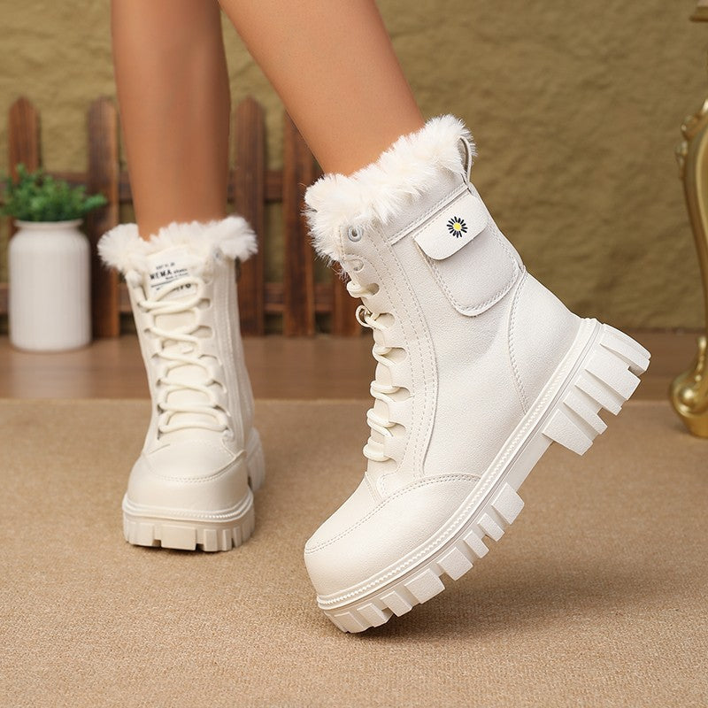 Women's Winter Fleece-Lined Warm  Boots2025New Versatile Height-Increasing Women's Boots Slim Short Boots