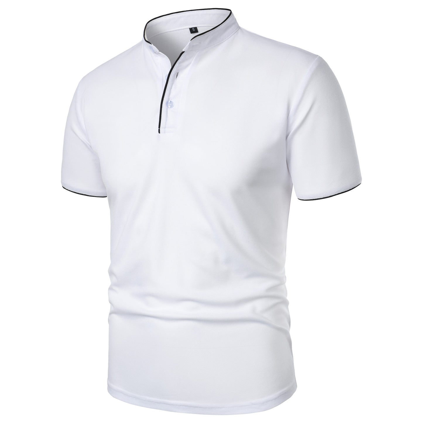 Men's short-sleeved stand-up collar top casual fashion daily solid color short-sleeved stand-up collar T-shirt casual top