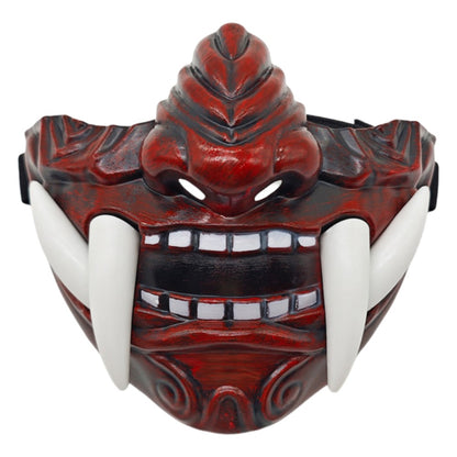 Realistic 3D Japanese Samurai Mask Fierce Teeth Lightweight Halloween Cosplay Masks Breathable Fang Mask Clothing Accessories