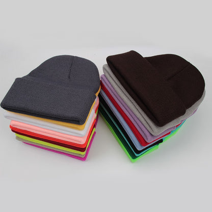 Touca Sólida Unissex Outono Inverno, Mistura de Lã, Macia e Quente, Boné de Tricô Masculino Feminino, Gorro, Toucas de Esqui, 24 Cores