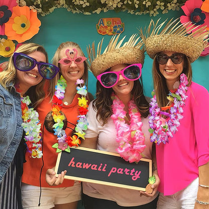 10/20/50pcs Hawaiian Flower Wreath Necklace Summer Tropical Birthday Party Decoration Luau Wedding Artificial Flower Garland Lei