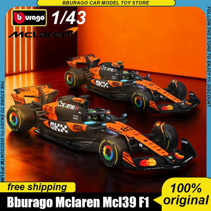 Novo Em Estoque Bburago 2025 F1 1:43 McLaren Mcl39 F1 Versão Capacete Miniatura em Liga de 2025 Campeões Carro F1 Modelo Brinquedos Personalizados