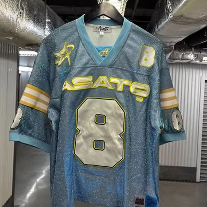 Y2K T shirt oversized fluorescent digital quick drying loose fitting jersey embroidered graphic shirts retro unisex street shirt