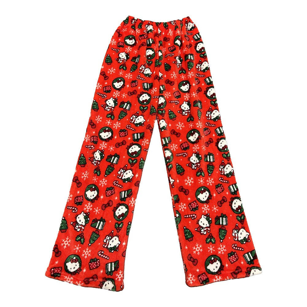 Yuguigou Flannel Sleeping Pants For Women Thickened Coral Fleece Pants For Autumn And Winter Cute Student Warm Plush Home Pant