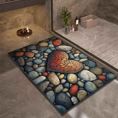 Stone Design Diatomite Bath Mat Bathroom Non-slip Shower Foot Mats Absorbent Quick Dry Toilet Rugs Carpet Doormat Washable