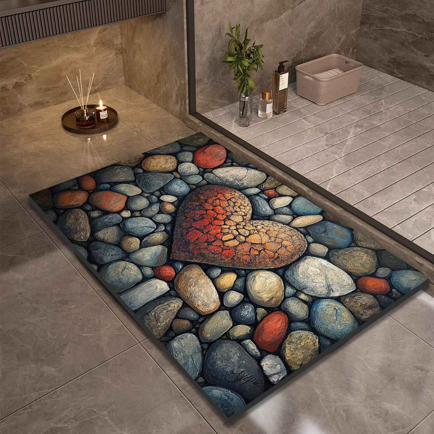 Stone Design Diatomite Bath Mat Bathroom Non-slip Shower Foot Mats Absorbent Quick Dry Toilet Rugs Carpet Doormat Washable