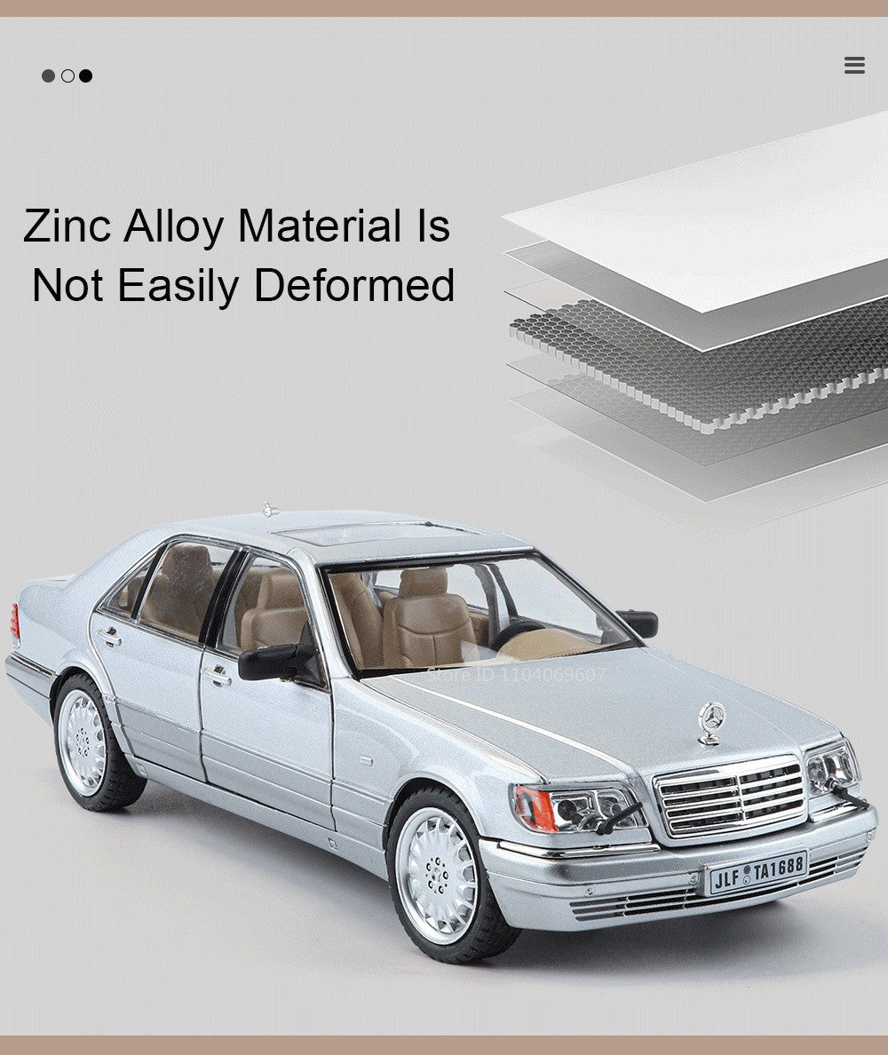 1:24 W140 Miniatura de Brinquedo Modelos de Carro Liga Fundido Som Luz 6 Portas Abertas Puxar para Trás Pneus de Borracha Modelos de Veículos para Meninos Presentes