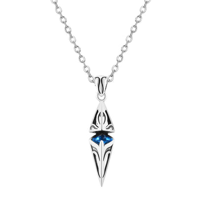 Vnox Stylish Blue Stone Necklaces for Men, Stainless Steel Cube Geometric Pendant Collar Jewelry, Birthday Party Gifts for Him