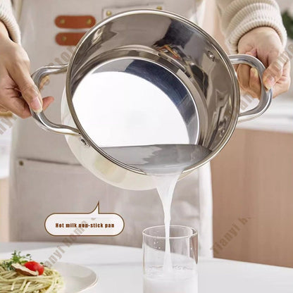 304 Stainless Steel Soup Pot Non-stick Frying Pan with lid Home Hot Pot Induction Cooker Gas Stove wok Food Supplement Milk Pot