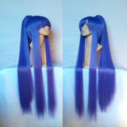 HAIRJOY Perucas sintéticas de cosplay de cabelo longo rabo de cavalo preto roxo vermelho cinza de fibra de alta temperatura