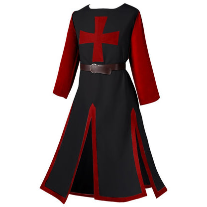 2025 Euro-American Halloween Medieval Knights Templar Cos Robe with Belt with Men & Women,Ball Party Performance Costume Unisex