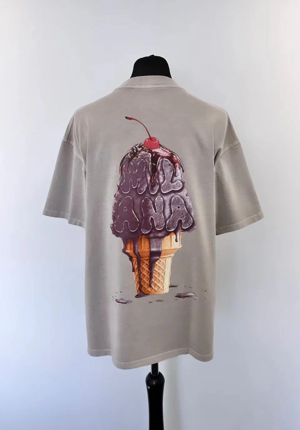 2025 summer new Harajuku street style ice cream print short sleeve cotton T-shirt men Y2k top Gothic style loose couple shirt