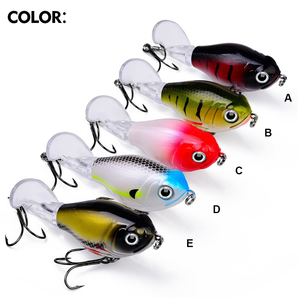 PROBEROS1PC Whopper Popper Isca de Pesca Topwater - Isca Artificial Rígida com Cauda Rotativa Macia para Equipamento de Pesca de Baixo