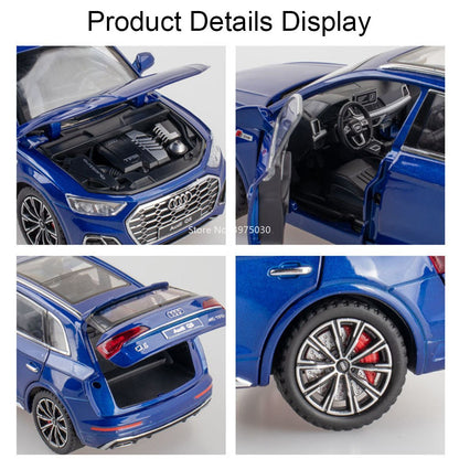 1:24 AUDI Q5 Modelos Carros de Liga Brinquedos com Luz e Som Carro em Miniatura 6 Portas Abertas Rodas Puxar para Trás Veículos para Presentes de Crianças e Adultos