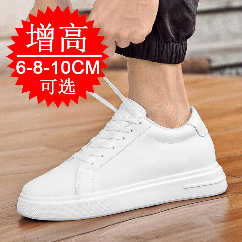 Heightening Casual Shoes Fashion PU Leather Elevator Shoes for Men 6cm 8cm 10cm Invisible Height Increase White Sneakers Cortex