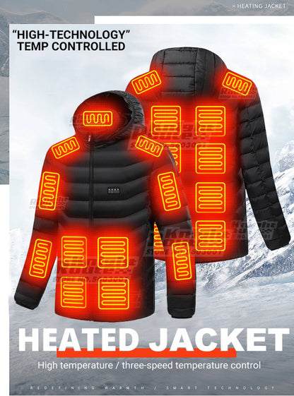 Jaqueta de Inverno Masculina Feminina com Aquecimento em 21 Áreas para Motoqueiros, Jaqueta USB com Aquecimento Elétrico, Colete Térmico para Moto, Casaco