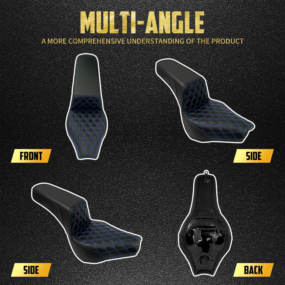 Assento Dianteiro Traseiro de Couro Preto Para Piloto e Passageiro de Moto Harley Softail Street Bob FXBB 2018-2024 2025