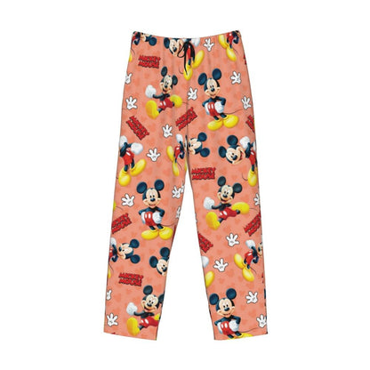 Custom Print Mickey Mouse Donald Duck Pajama Pants Men Sleep Sleepwear Bottoms with Pockets