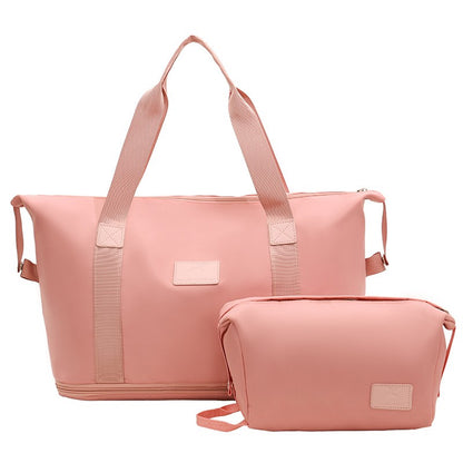 2Pc Multifunctional Travel Duffel Women Weekend Tote Bag Expandable Luggage Handbag Trip Carry On Pack Sports Gym Crossbody Bags