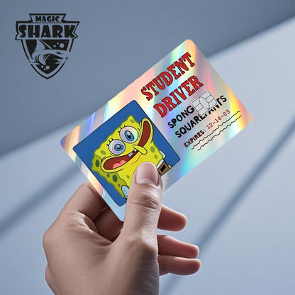 Magic Shark 2026 Chegada Nova Engraçado Fofo Desenho Animado Adesivo Holográfico Película a Laser Pele Brilhante para Cartão de Débito Crédito Banco