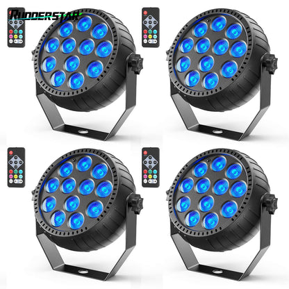 4PCS Par Light LED RGB Lights Stage Effect Lighting Projector DMX512 Sound Control DJ Disco Party Lights for Bar Club Theater