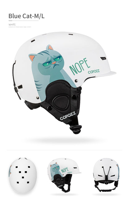 COPOZZ Novo Capacete de Esqui Unissex com Certificado, Meio-Coberto, Anti-impacto, Para Adultos e Crianças, Segurança na Neve, Capacete de Snowboard