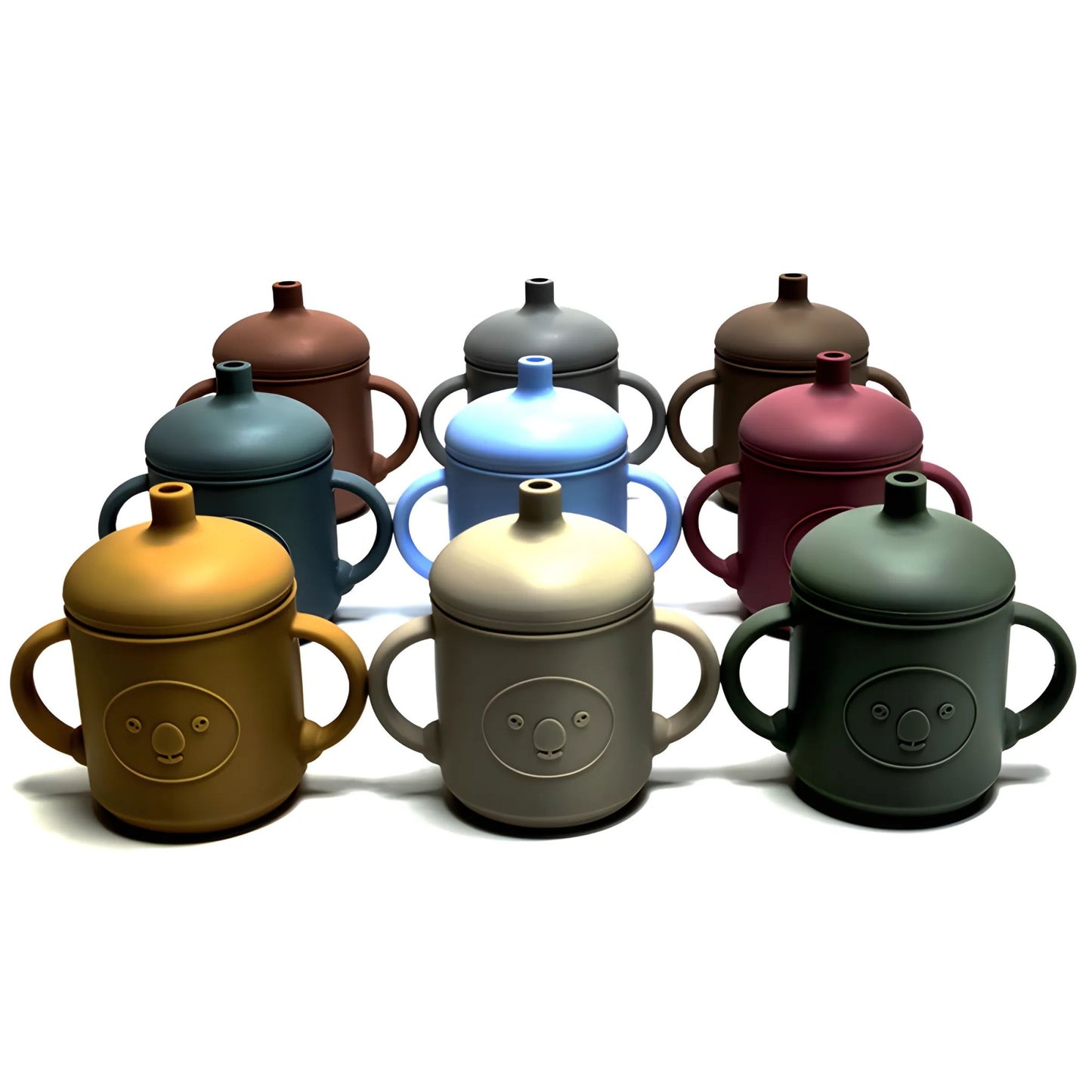 Silicone Learning Mug With Straw Children's Drop Resistant High Temperature Training Cup With Lid Baby Silicone Mug