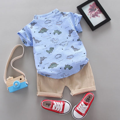 New Summer Baby Boys Clothes Suit Children Fashion Cartoon Shirt Shorts 2Pcs/Sets Toddler Casual Costume Infant Kids Tracksuits