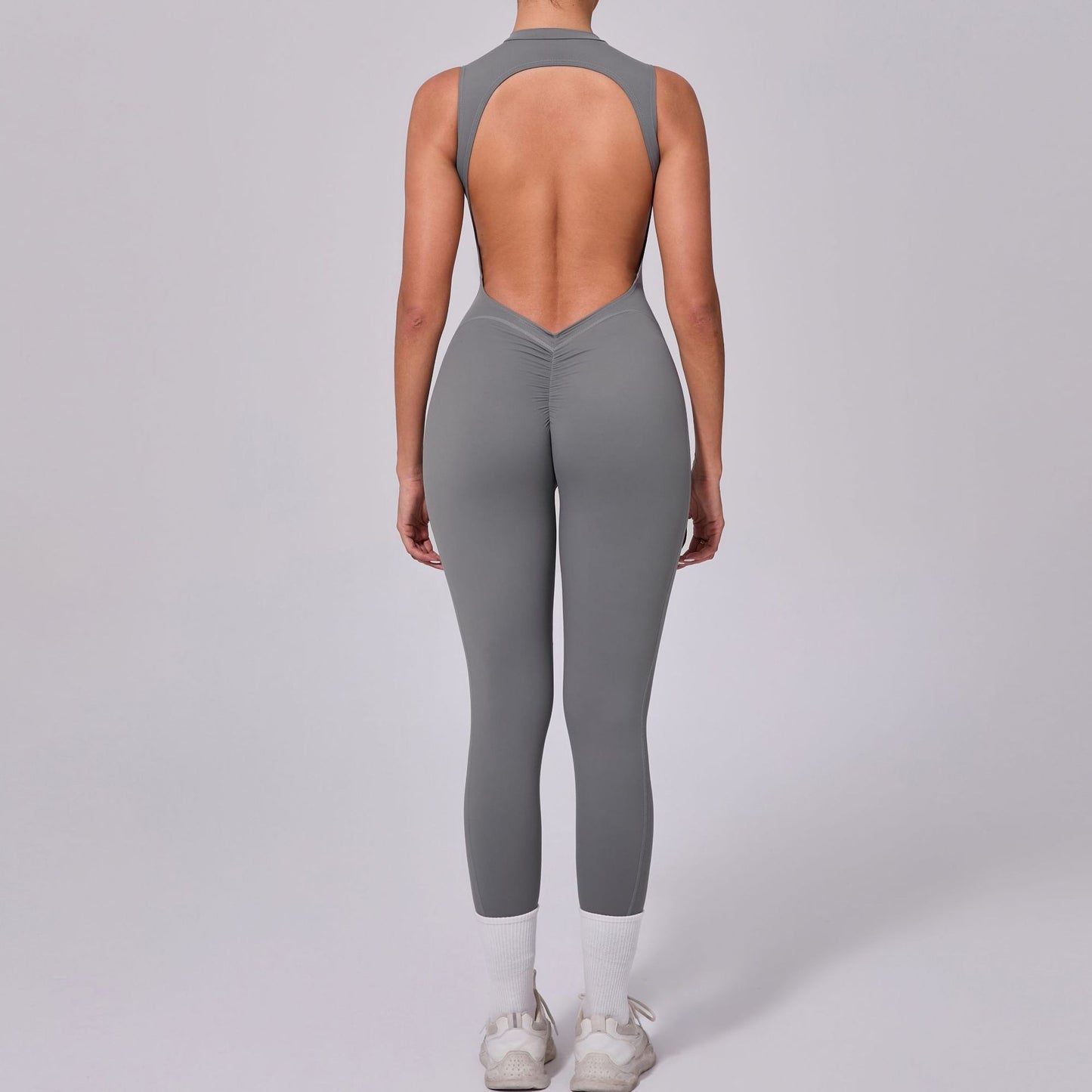 Seamless Yoga Jumpsuits Sports Fitness Hip-lifting Short-sleeved Backless One-piece Workout Gym Leggings Tracksutis for Women