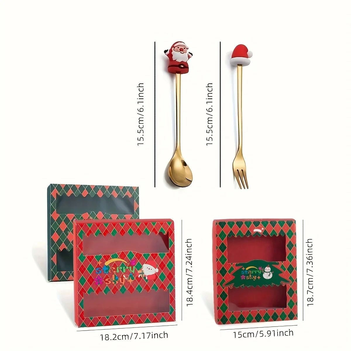 Conjunto de Talheres com Tema Natalino Aço Inoxidável Faca Garfo Colher com Desenho Animado Criativo Conjunto de 2/4/6 Peças Presente de Fim de Ano Decoração de Talheres