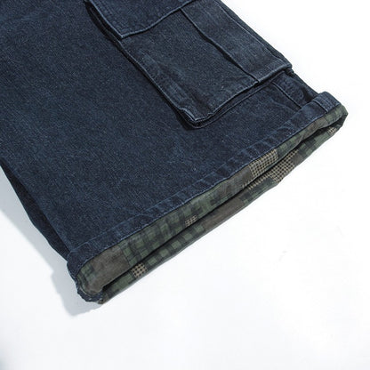 ABOORUN Mens Plus Size Loose Baggy Denim Shorts Fashion Streetwear Hip Hop Skateboard Cargo Jeans Short for Male R1402