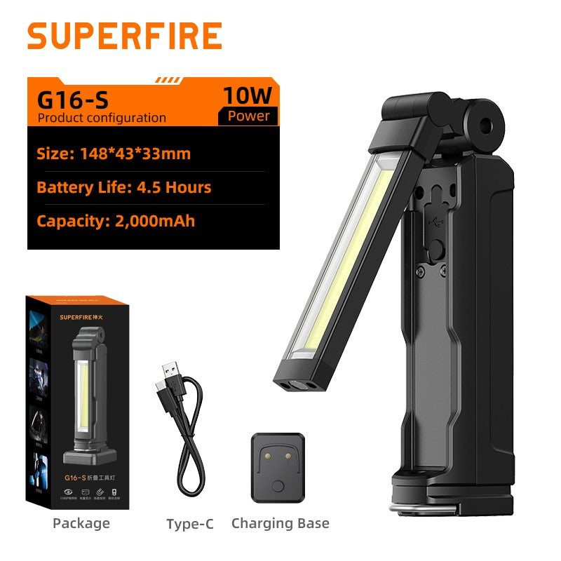 SUPERFIRE G16-S Multifunctional Work light LED+COB Flashlight 360° With Magnetic Base Rechargeable For Car Repair Fishing Torch
