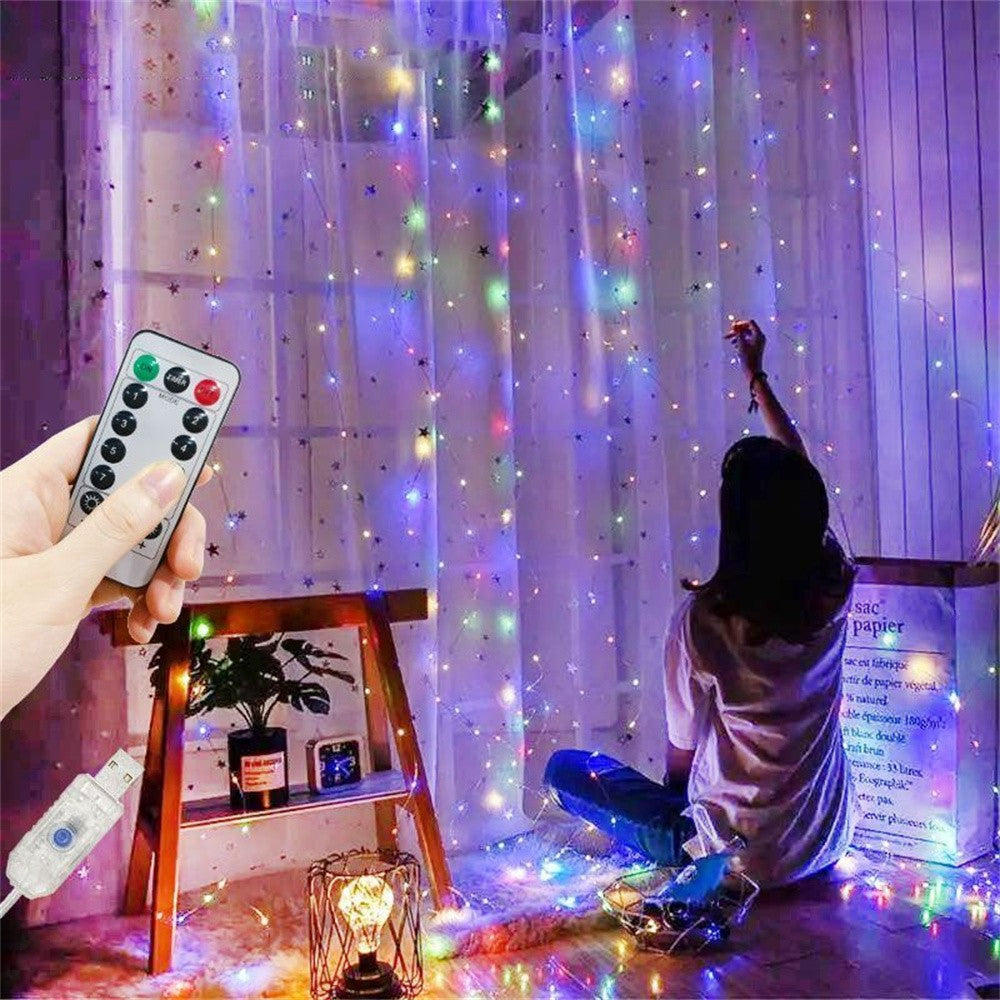 USB Curtain Lights - 8 Lighting Modes LED Fairy String Light for Christmas Halloween New Year Wedding Party Home Garden Decor