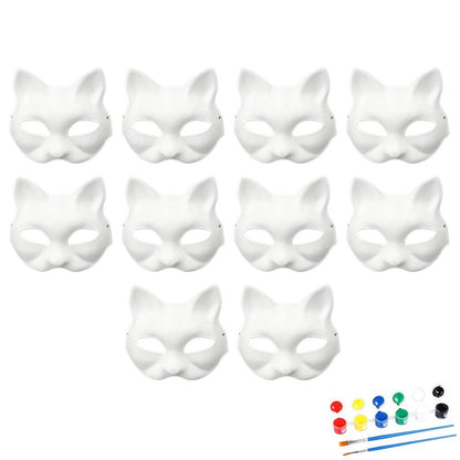 5-30pcs Japanese Mask Paper Blank Mask Halloween Cosplay Cat DIY Paintable Half Face Mask Animal Costume Party Decor Craft Prop