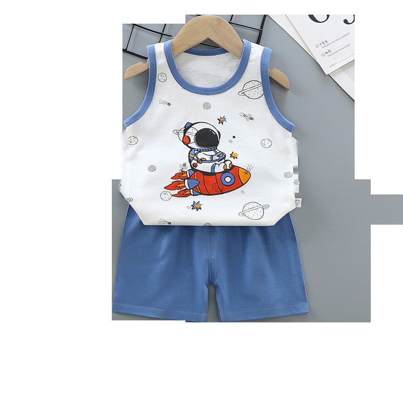 Vest+Shorts 2-Piece Clothing Set Cartoon Lion Pajamas Summer Kids Baby Boys Girls Cotton Casual Tracksuit Clothes Suit 1-6 Years