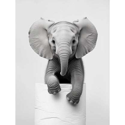 Black and White Cute Animal and Toilet Paper Poster Lion Owl Cat Dog Canvas Painting Wall Art Bathroom Living Room Home Decor