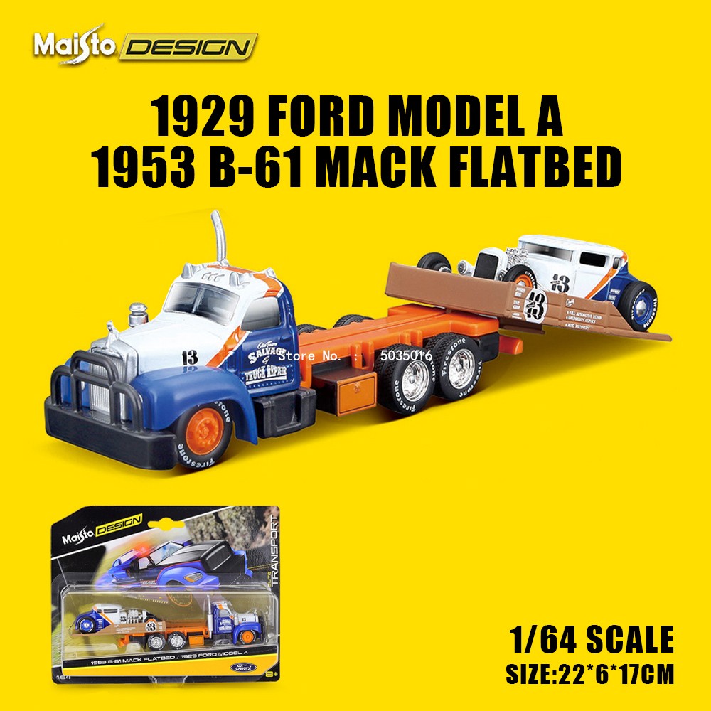 Maisto 1:64 FLATBED/1988 BMW M3 E30 1965 FORD MUSTANG elite transport Modelo de carro fundido coleção presente brinquedo