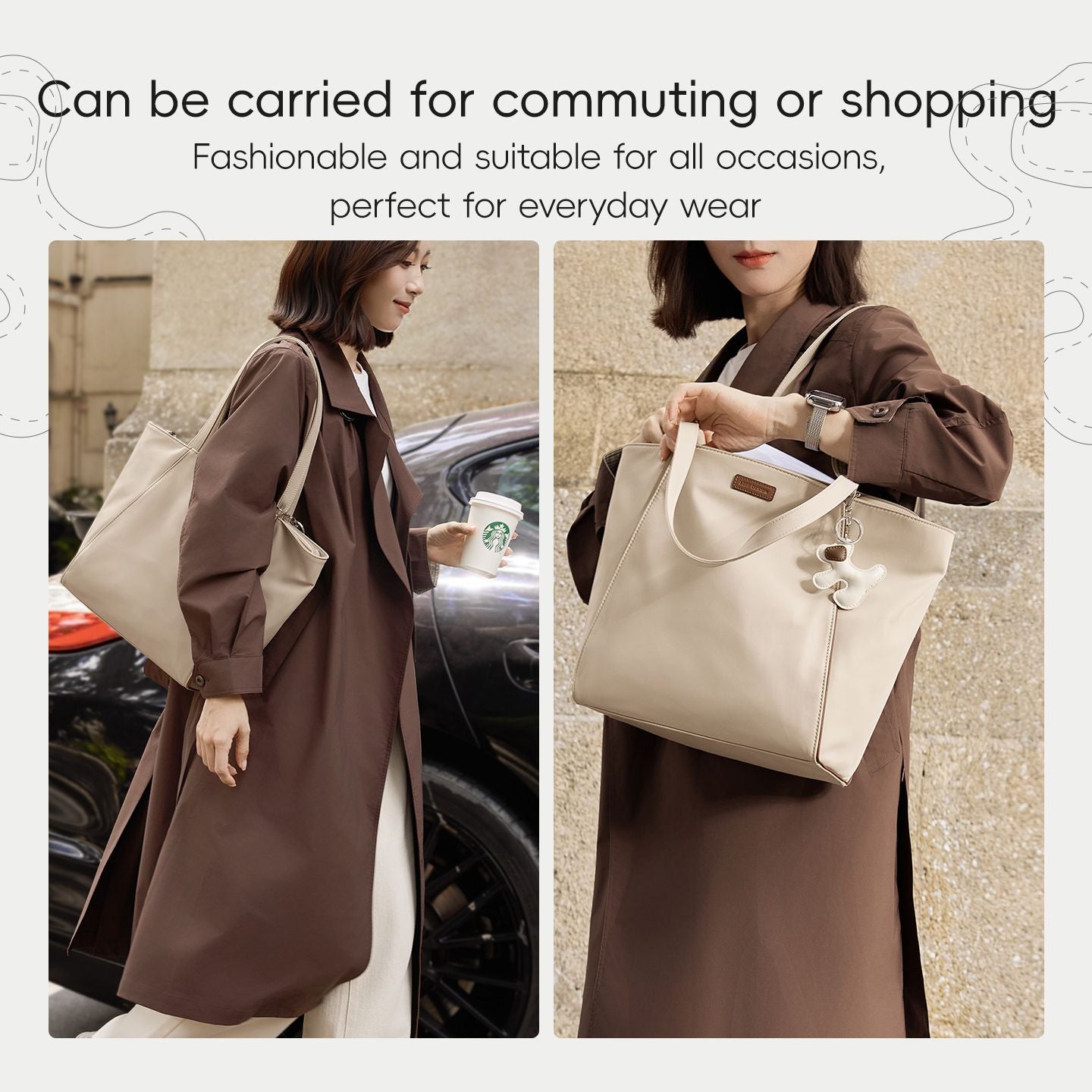 LEFF Luxury Women's Tote Bag Crossbody Bag High End Large Capacity Shoulder Bags Nylon Waterproof Commuting Bag Outdoor Bags