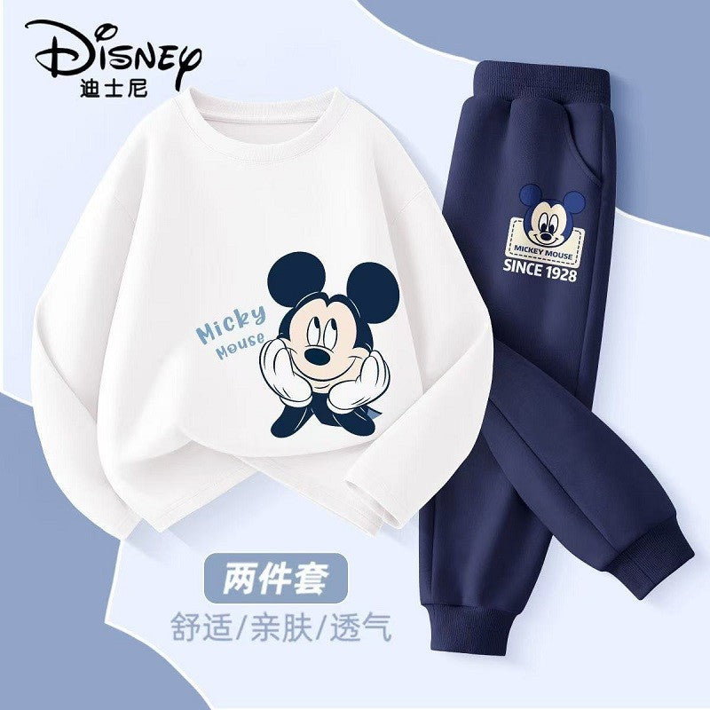 Autumn Baby Girl Boy Clothes Set Children Disney Mickey Printing Sweatshirt Top and Pants Bottom 2 Pcs Suit Cotton Tracksuit