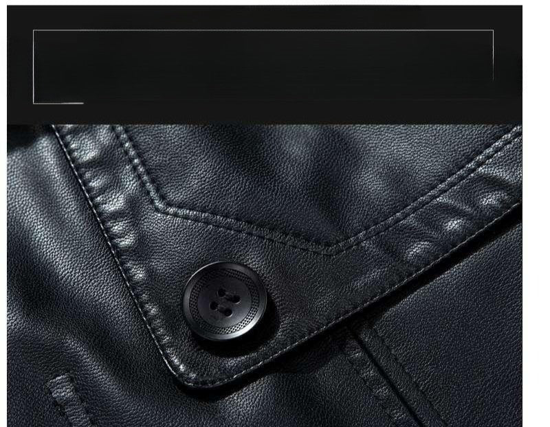 Fashion PU Leather Jacket Mid-length Fleece Thickened Windbreakers Suit Styles Large-sized Coats Overcoats Men's Slimming Trendy