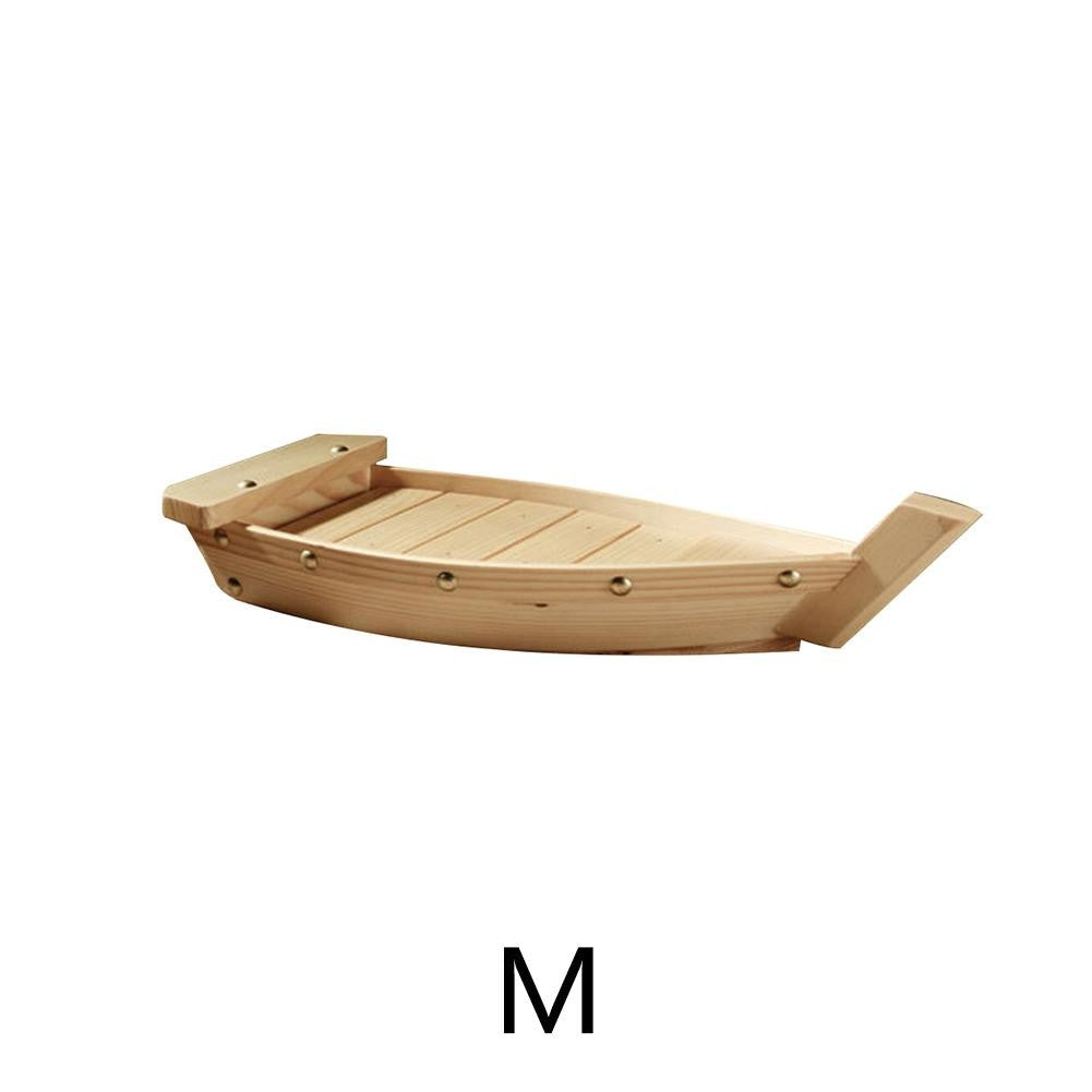 Japanese Style Wooden Ship Shaped Sushi Sashimi Tray Durable Creative Platter Cuisine Tableware Decoration Ornament